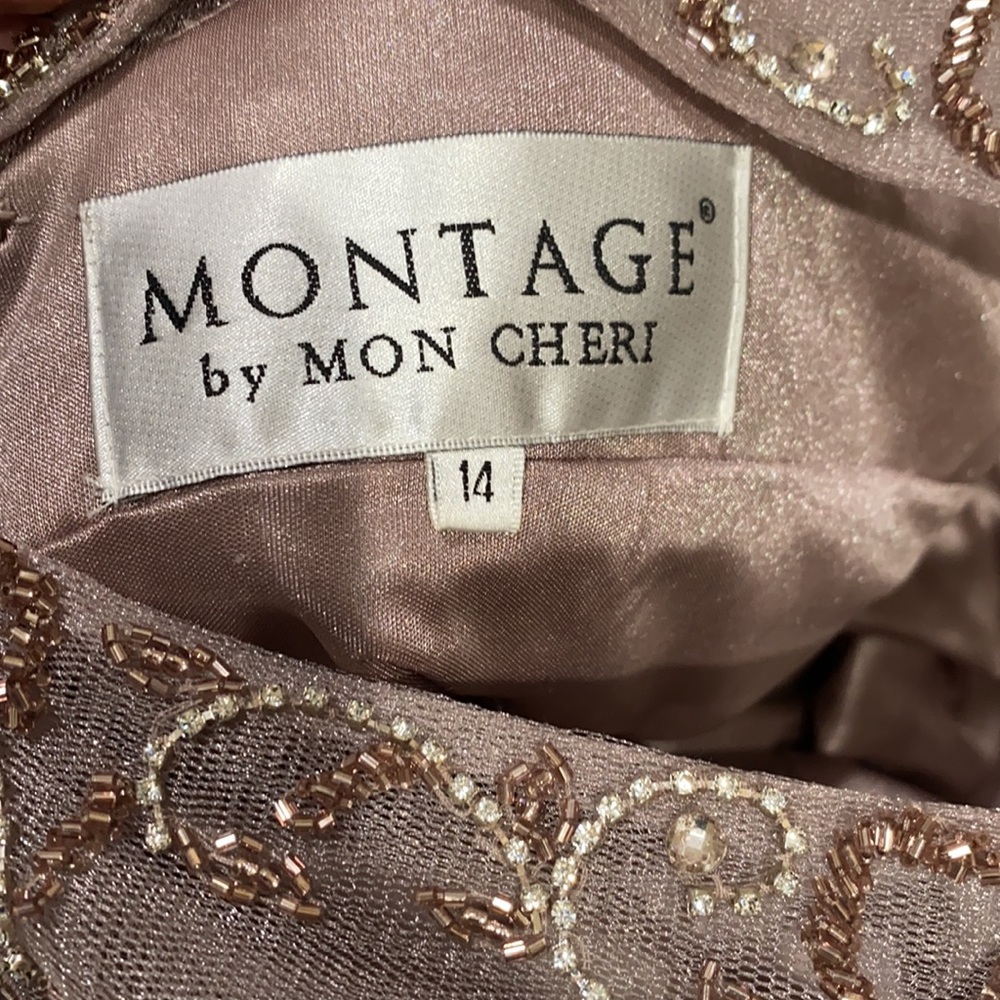 Montage by MonCheri 3/4 sleeves illusion hand beaded bodice gown - Picture 9 of 15